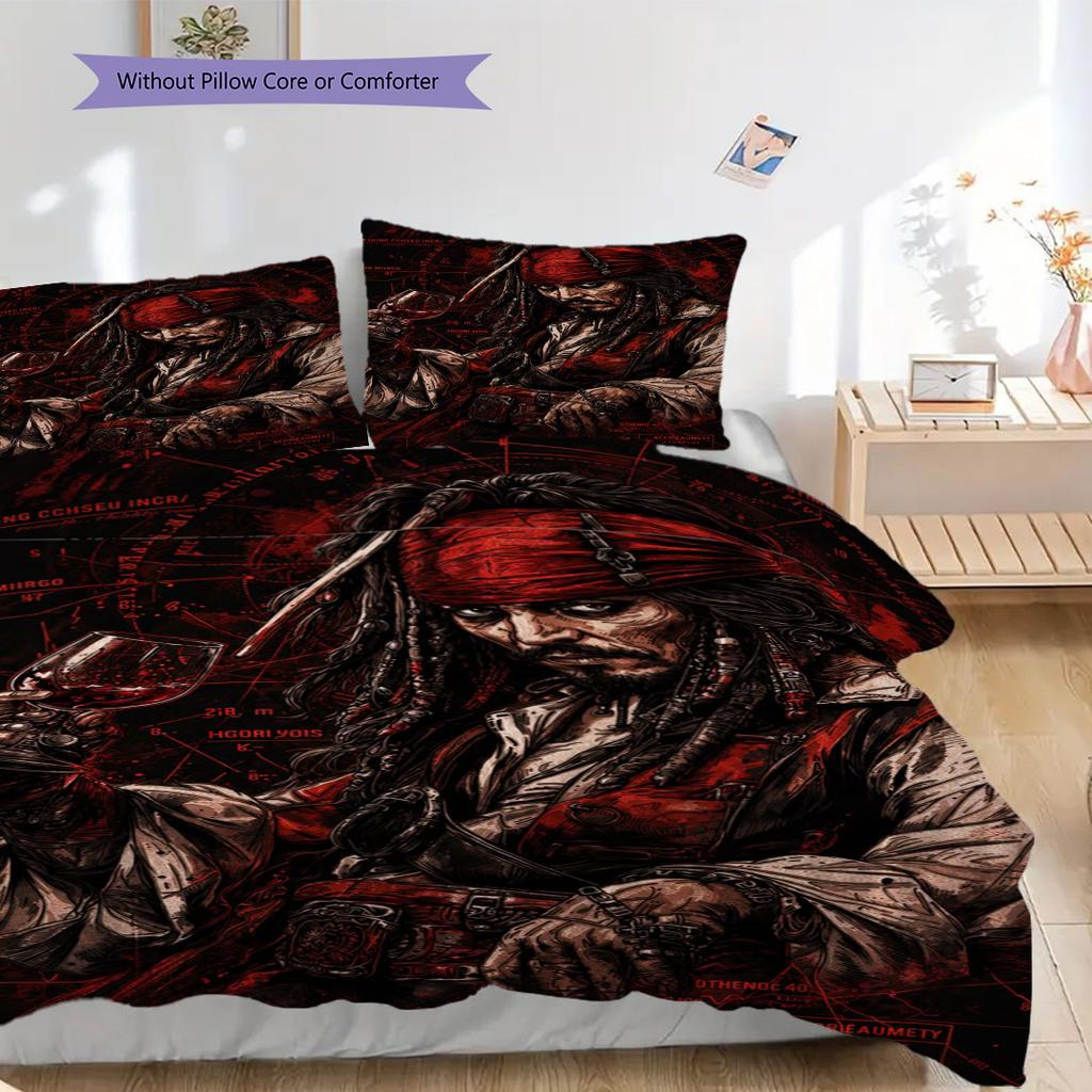 Jack Sparrow Pirate'S Curse Threepiece Set 1 Duvet Cover 2 Pillowcase Without Core Duvet Cover And Pillowcase Christmas Birthday Gift