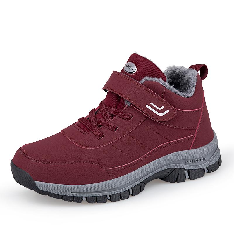 Stivali da uomo invernali alla moda Scarpe da donna impermeabili in pelle PU peluche Scarpe da trekking da arrampicata Stivali invernali caldi in peluche unisex da esterno