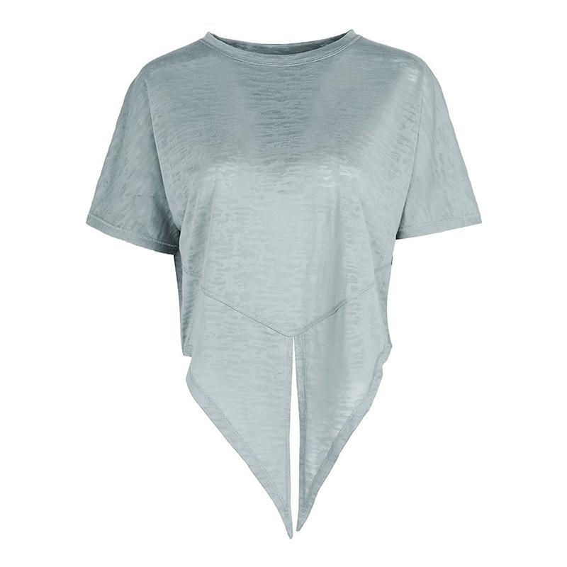 Women's Quick-Dry Tie-Up Yoga T-Shirt - Breathable, Loose Fit, Slimming & Short Sleeve