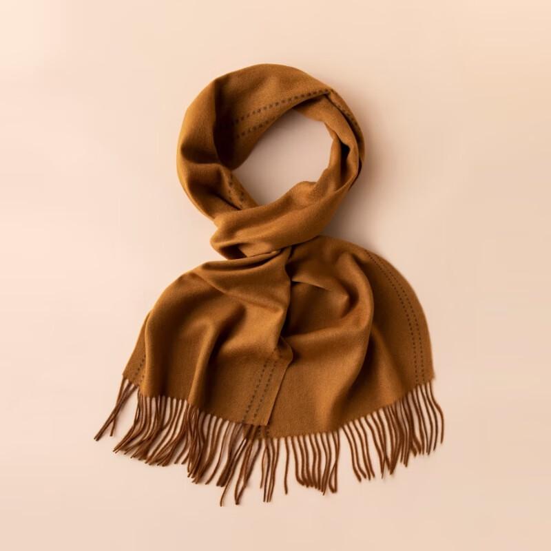 Bordered Long Tassel Wool Scarf