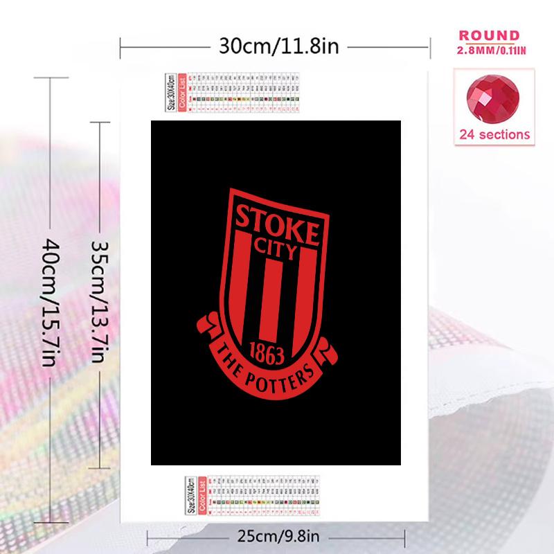 Stoke City logo Pattern  3pcs 100% Round Full Drill 5D DIY Diamond Painting Embroidery Cross Stitch Rhinestone Décor