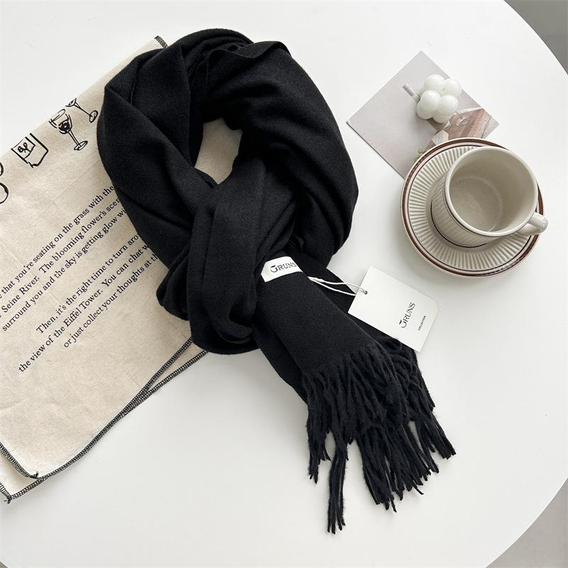 Kašmírový šátek na ruku, podzimní a zimní, jednobarevný, dámský, tlustý střapec, jednoduchý a všestranný, měkký a teplý, imitace kašmíru