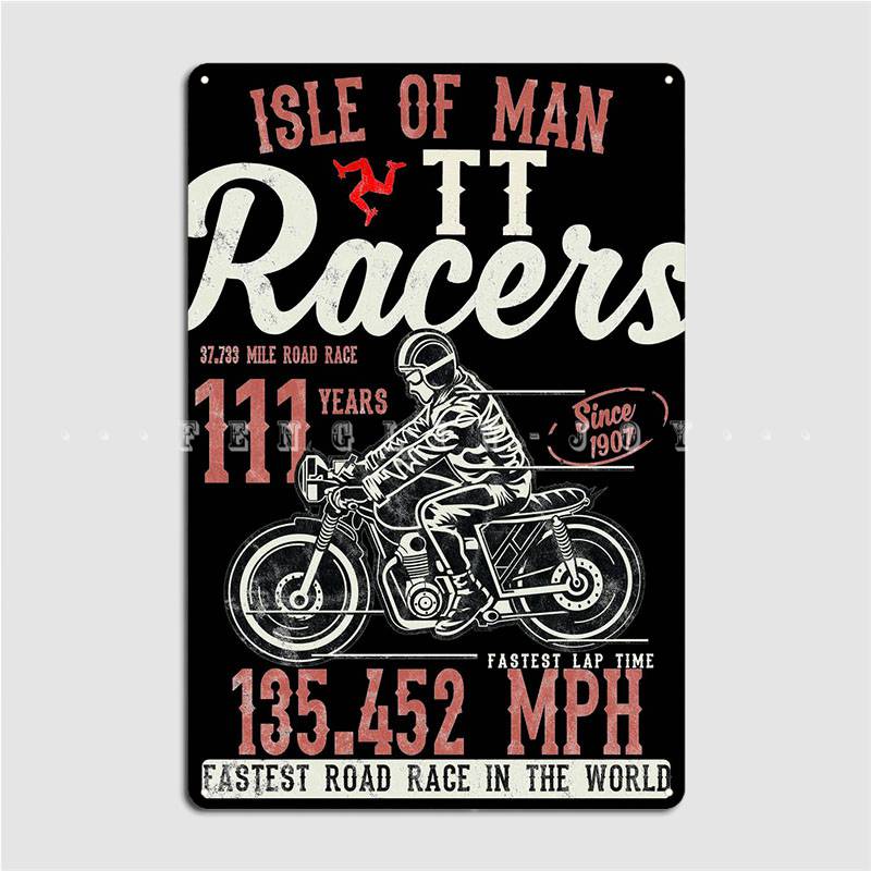 

Fastest Lap Tt Road Race Metal Plaque Poster Vintage Cinema Living Room Garage Decor Living Room Tin Sign Plakat 20x30cm