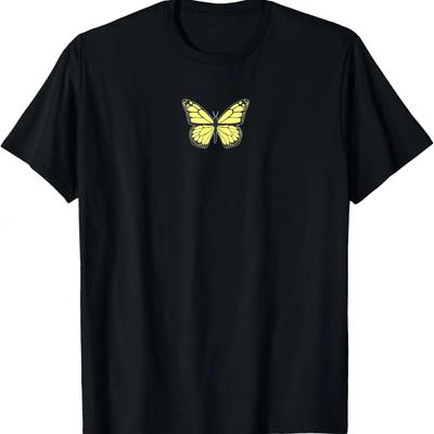 Gelber Schmetterling Ästhetische Kleidung Weicher Grunge Mädchen Damen T-Shirt
