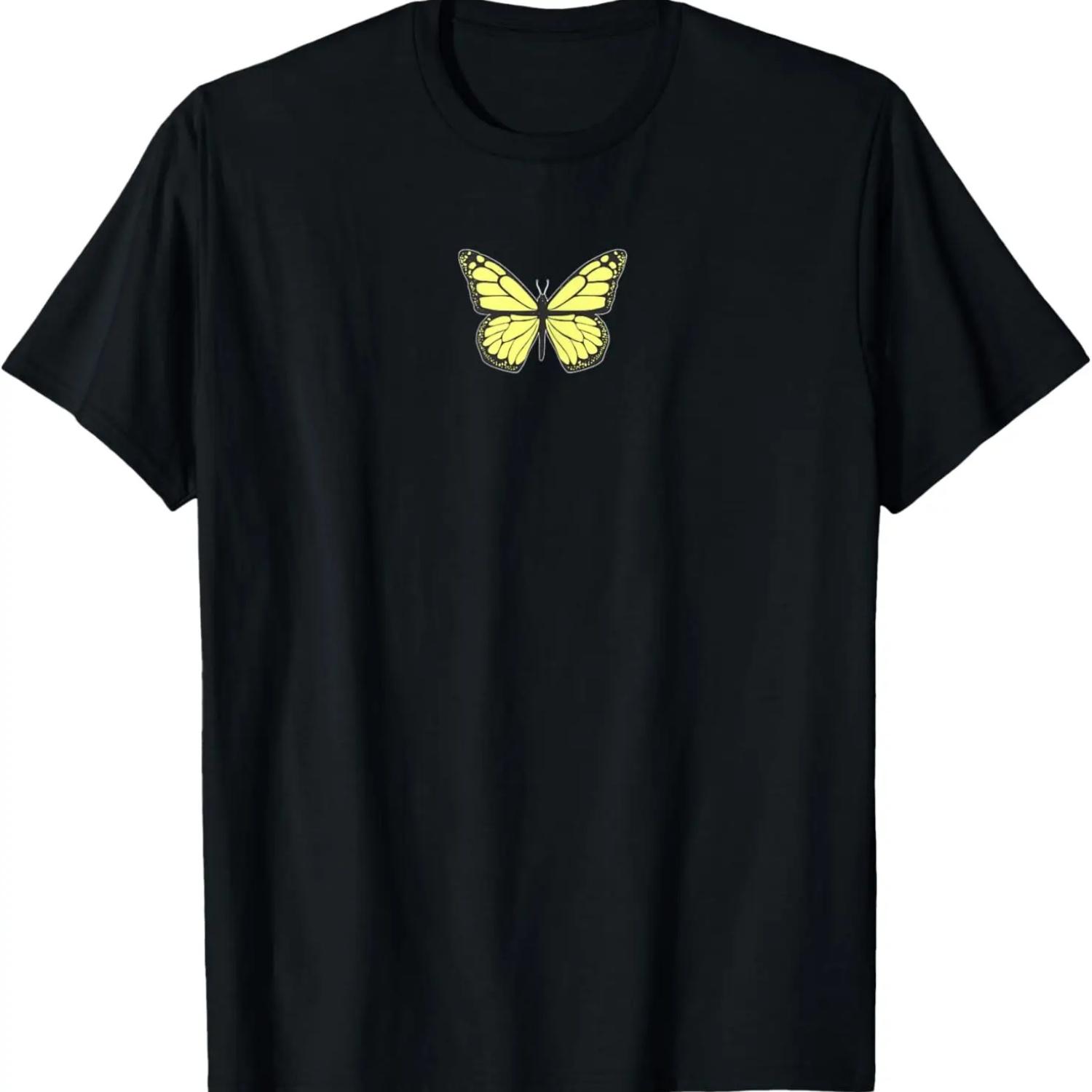 

Yellow Butterfly Aesthetic Clothing Soft Grunge Girls Women T-Shirt S чёрный