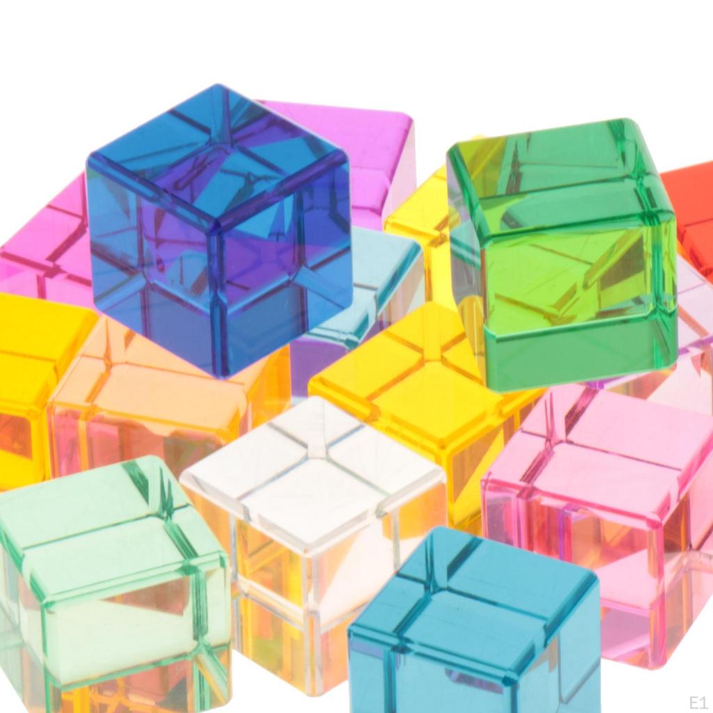 Acrylic Stacking Blocks,Rainbow Stacker,Strip Blocks,Colorful Cubes Sensory Translucent Educational