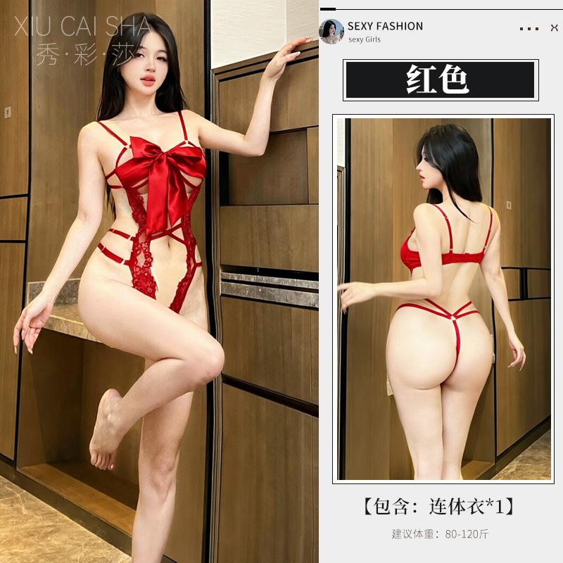 Sexy Underwear Lace Strap Bow Sexy Japanese Suspender Hollowed Out Pure Desire Strap Bundled Uniform Onesie