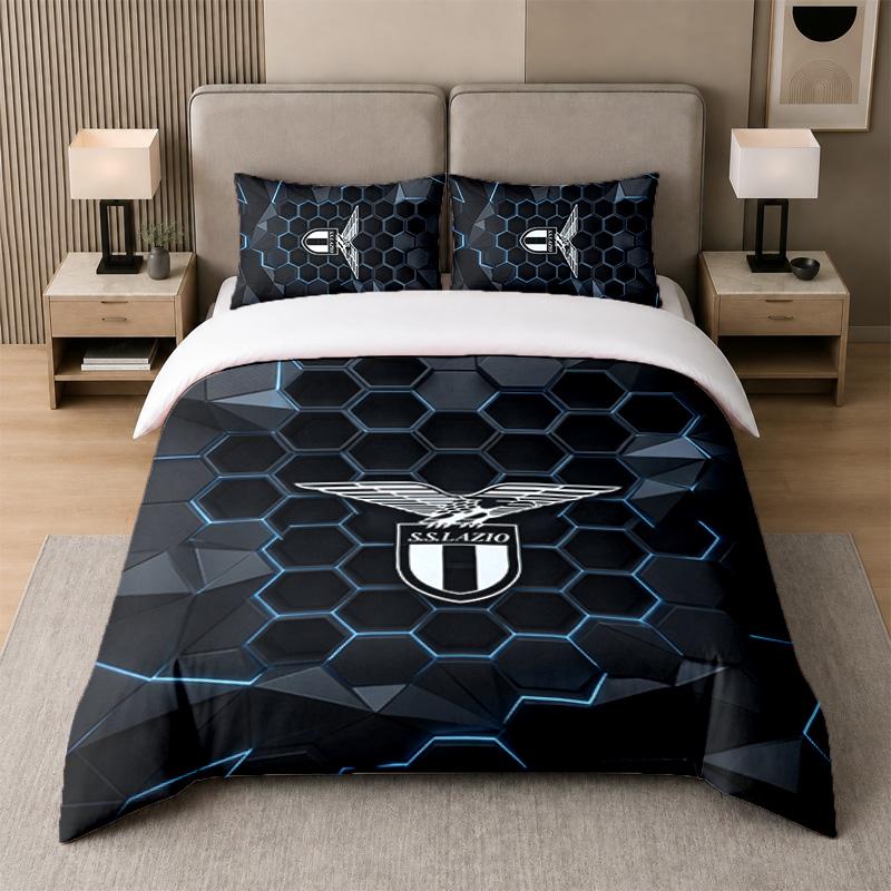 3Pcs Bedding SetLazio FC Soft Bed Sheet and Two Pillowcases Home Bedroom Decor