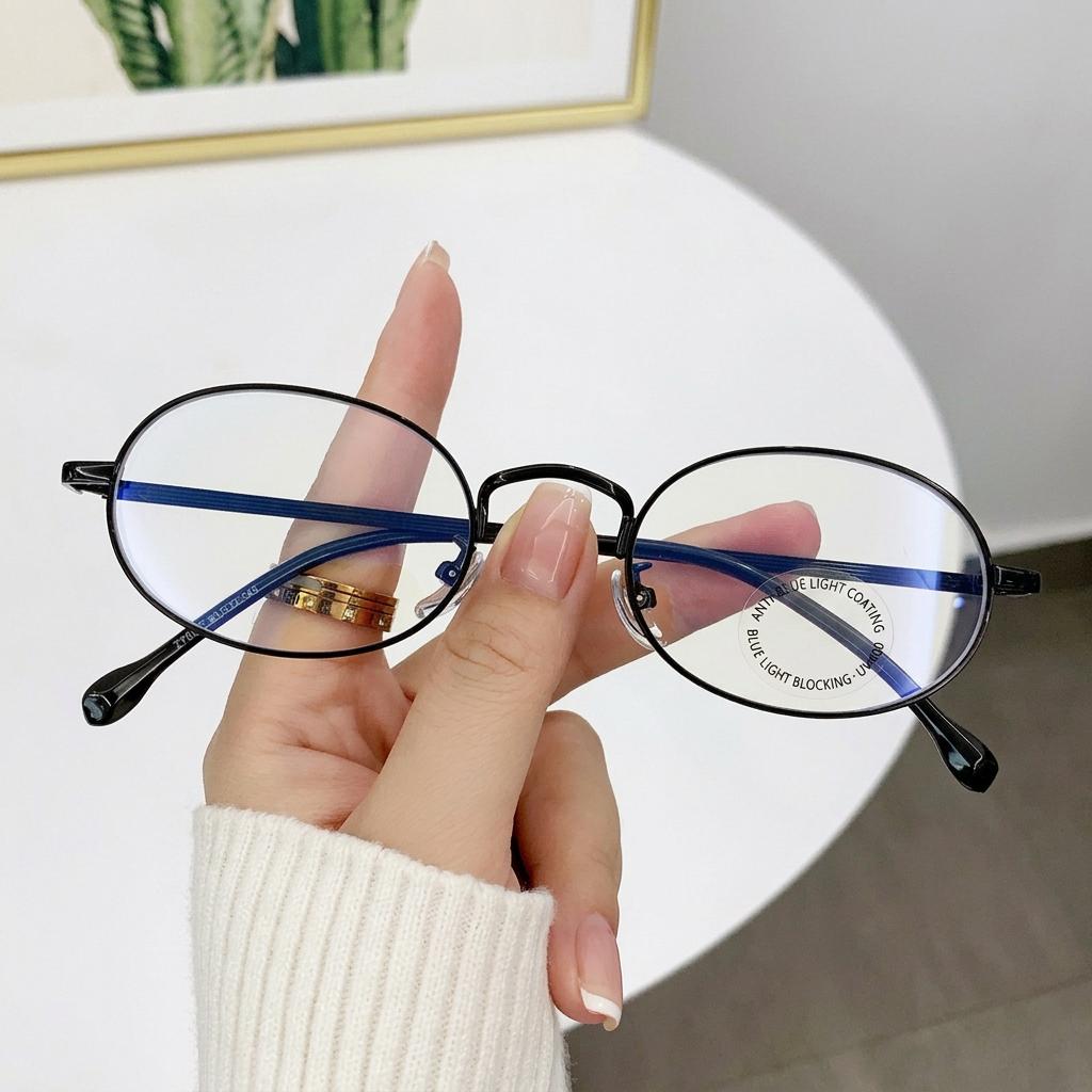 

Retro Oval Metal Glasses Frame Women Men Anti Blue Light Blocking Eyeglasses Optical Spectacles Frame Computer Glasses чорний