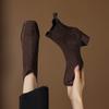 Krazing Pot Cow Suede Nubuck Square Toe High Heels Chelsea Boots Size 42 Slip on Women European Style Ankle Boots