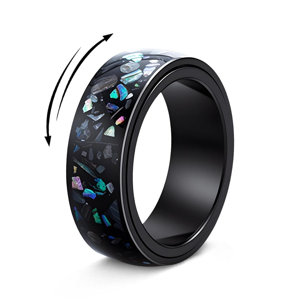 Unisex Lava Starry Sky Titanium Ring with Australian Gemstones
