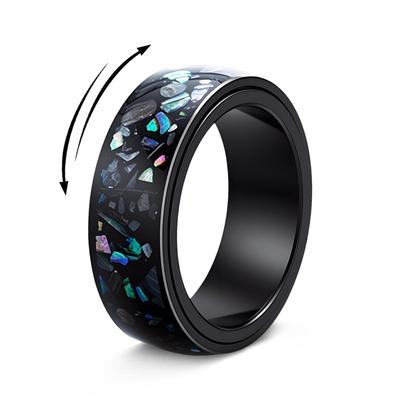 Unisex Lava Starry Sky Titanium Ring with Australian Gemstones