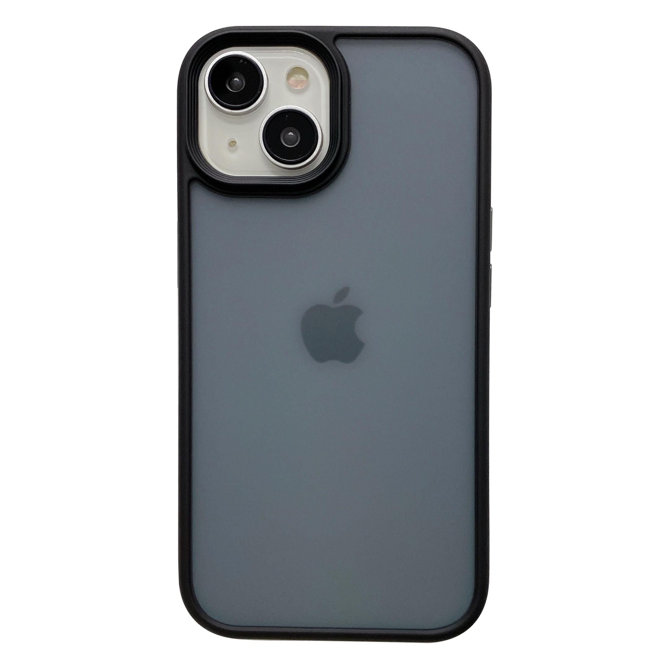 

For iPhone 14 Case Matte Shock Absorbing TPU+PC Phone Cover Black