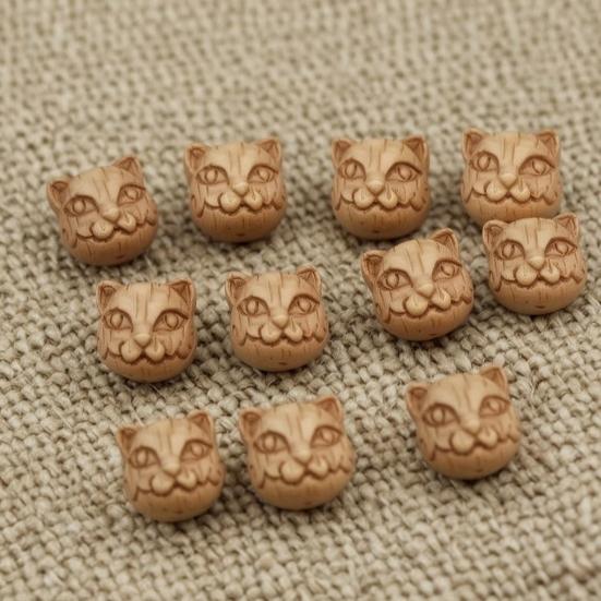 20 Pcs Cat Head Miniature Cat Head Shaped Resin Stones Statue Decorative Animal