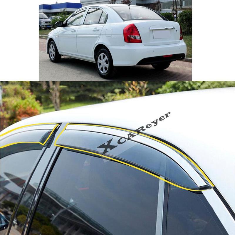 For Hyundai Solaris Accent 2006 2007 2008 2009 2010 2011 Car Sticker Plastic Window Glass Wind Visor Rain/Sun Guard Vent