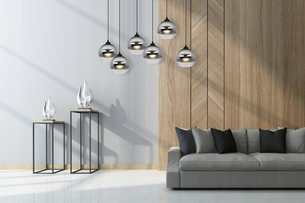 ELEGANT HANGING LAMP, GLASS LAMP, CHROME LED
