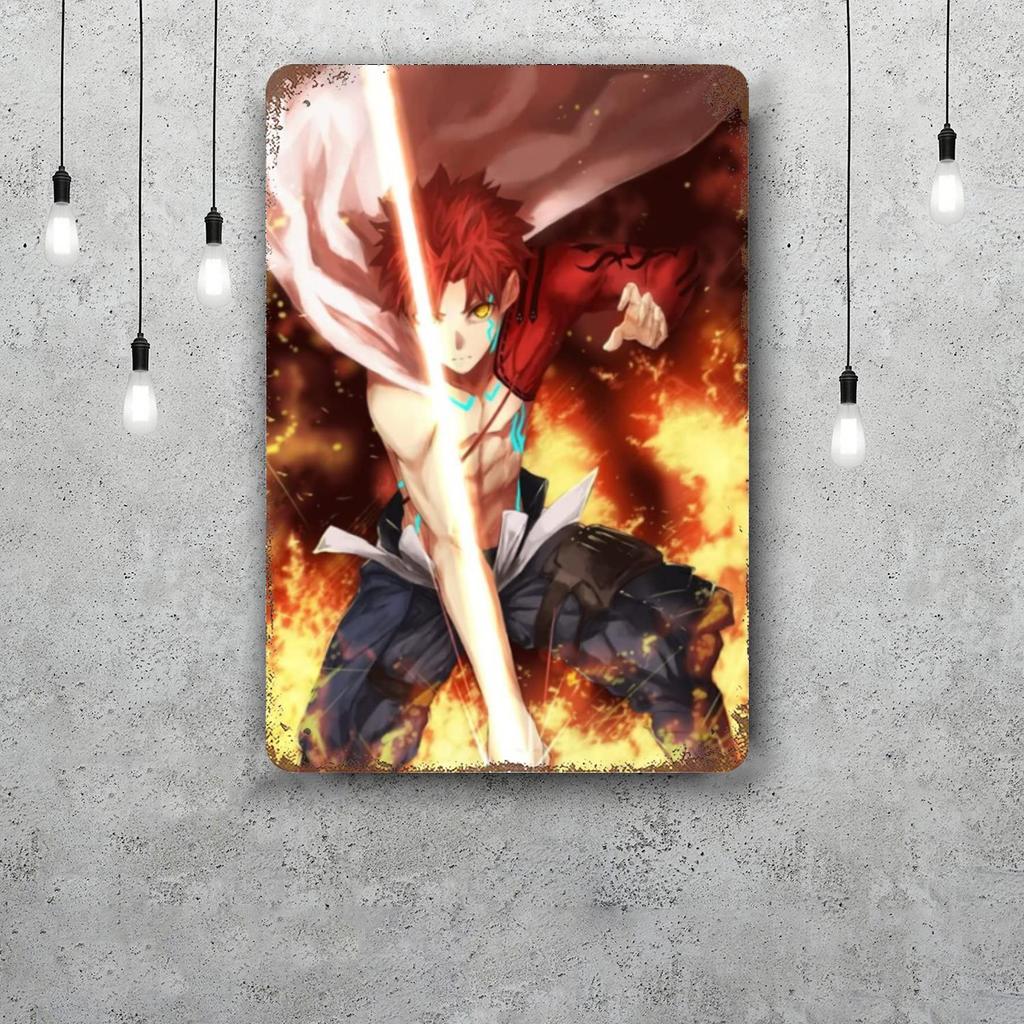 shirou emiya anime Retro Vintage Tin Sign Poster Decorative Plaque Metal Plate Wall Decor