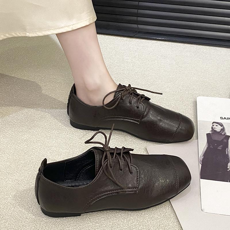 Fashion Women's Retro British Single Shoes 2025 New Lace-up Flat Super Soft Comfort Loafer
