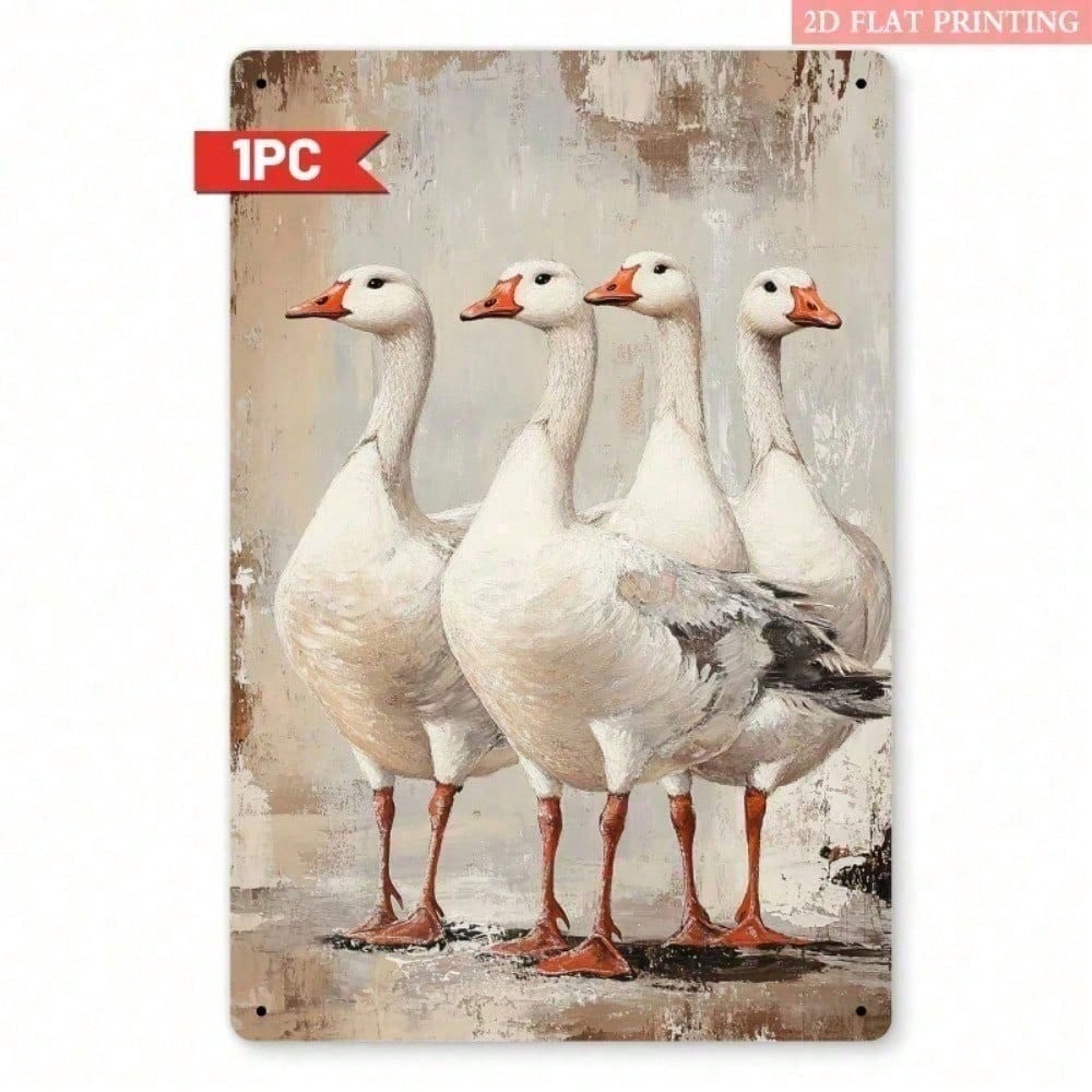 Vintage Metal Flying Geese Sign 8x12 Inch Retro Tin Plate Rustic Farmhouse Wall Decor for Living Room Garden