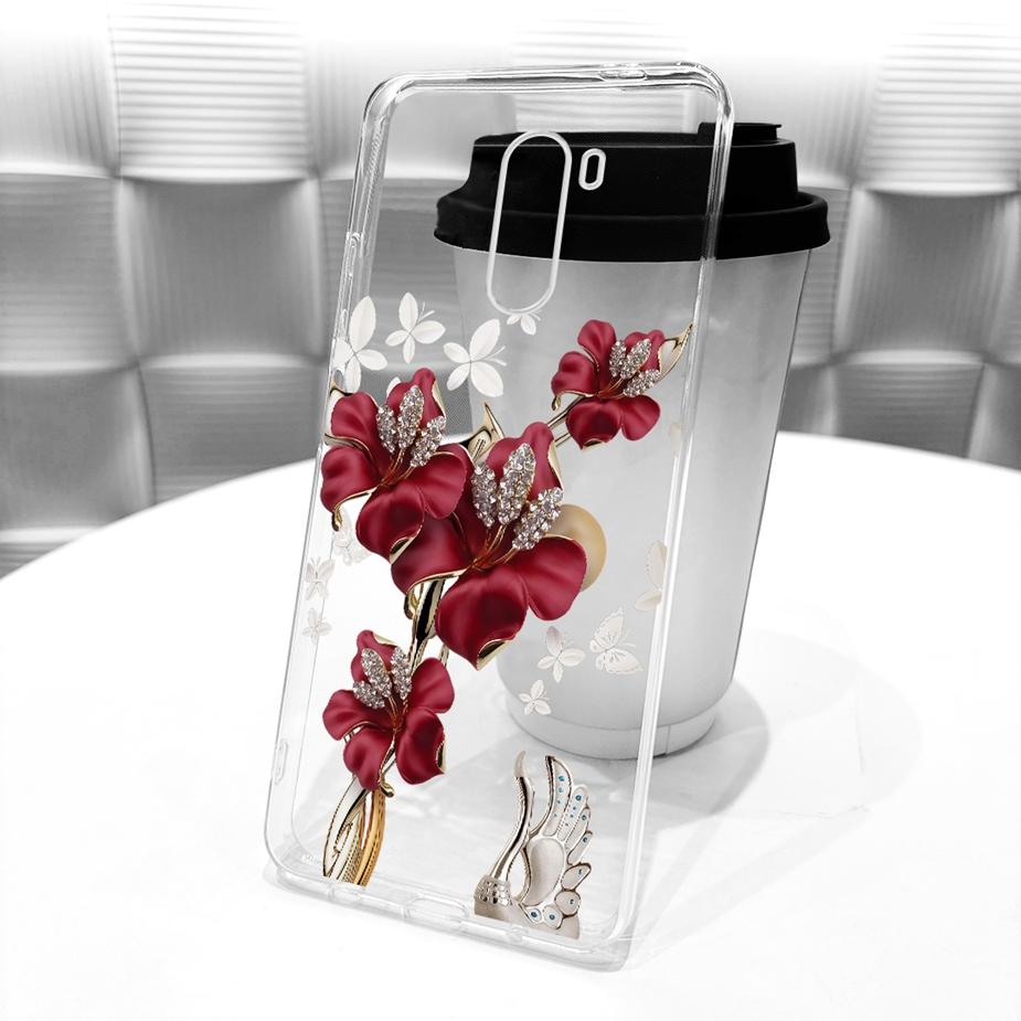 Para Xiaomi Pocophone F1 Funda Lujo Lazo Flores Pintadas Cubierta 6.18'' Suave TPU Funda para Teléfono Para Xiaomi Poco F1 PocoF1 Fundas Bumper