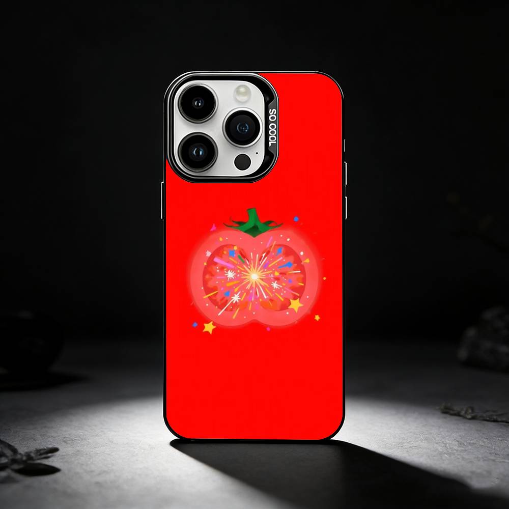 Ins cute Tomatoes Phone Case For iPhone 17,16,15,14,13,12,11 Plus,Pro Max,XS,Colored silver phone case