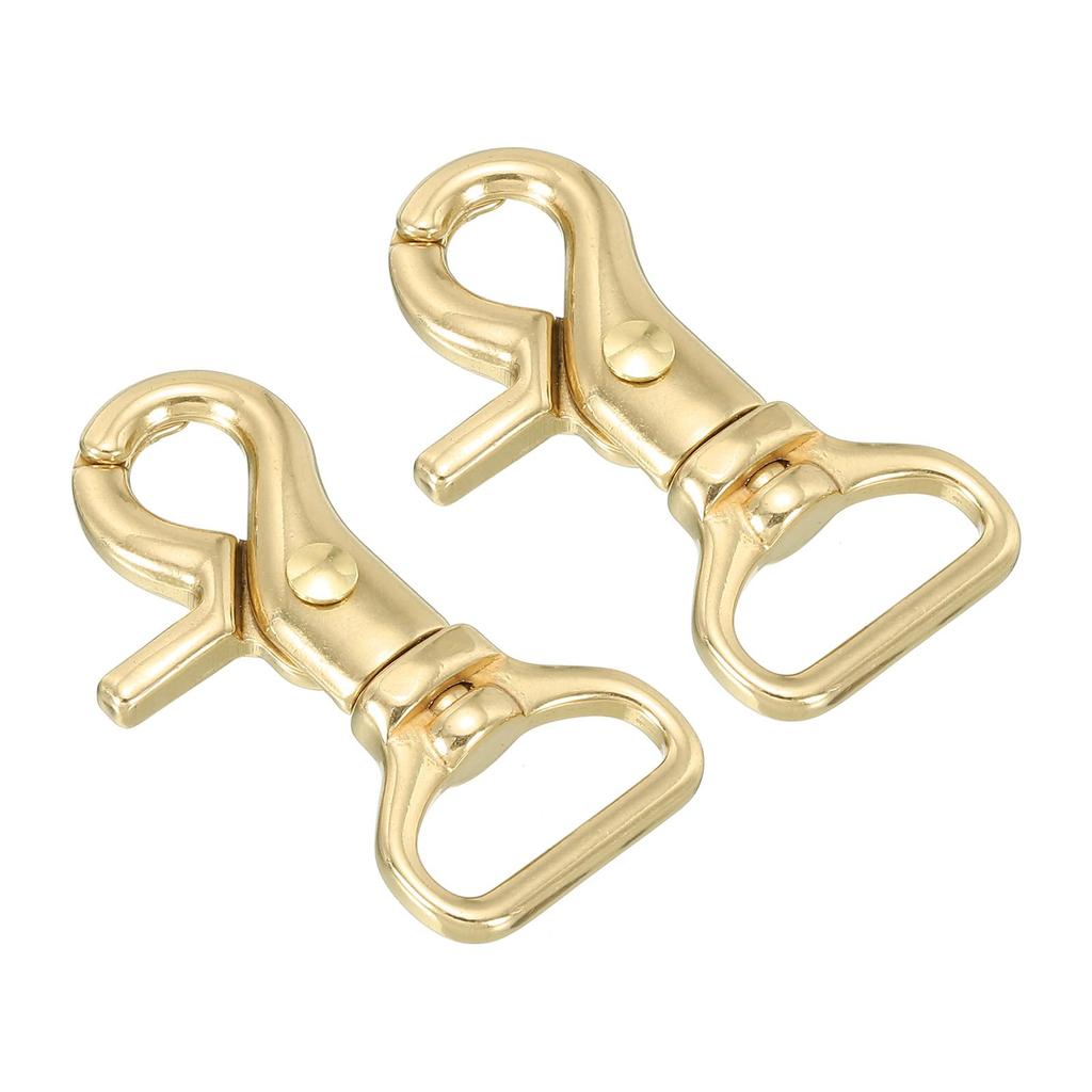 PATIKIL Lobster Rasp Keychains, 2-Pack, 3/4" Brass Oval Lobster Rasp Swivel Trigger Snap Hook Purse Lanyard Clips for DIY Leather Crafts