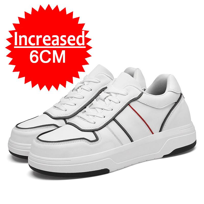 Fashion New Leathe Height Increasing Shoes for Men's 6CM Invisible Elevator Sneakers Fashion White Tennis Sport Formal Shoes Big Size 45
