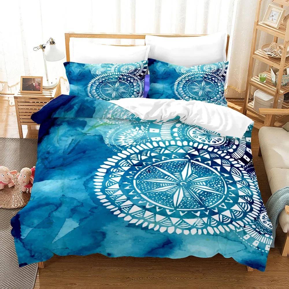Bohemian Mandala Purple Duvet Cover Set Single Twin Double Queen King Cal King Size Bed Linen Set
