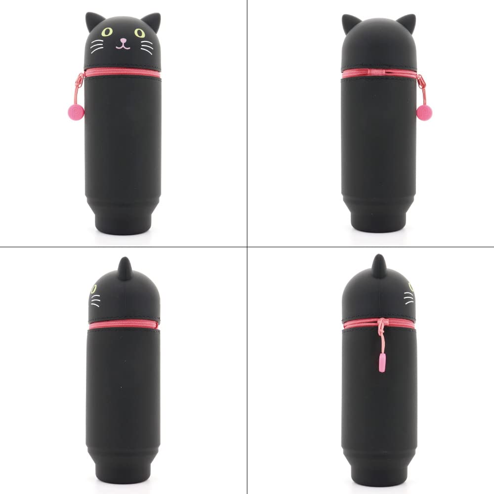 LIHIT LAB Stand Pencil Case BIG PuniLab Kuroneko A7714-3