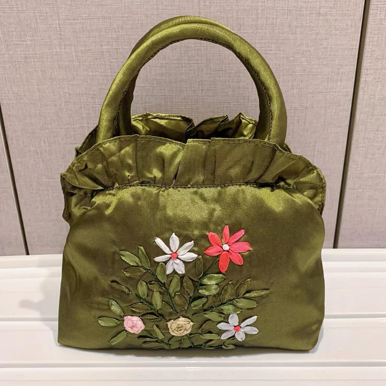 

Zipper women s bag handmade ribbon embroidered bag mother shopping bag ethnic style handbag bag wedding bag