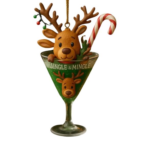 1/4Pcs Christmas Drink Ornament Christmas Tree Santa Claus Snowman Decor Hanging