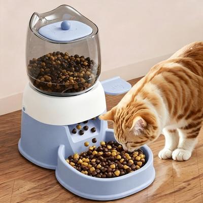 AT21-Large Capacity For Cats And Dogs Automatic Pet Feeder-Blue Color Foot Pedal Design