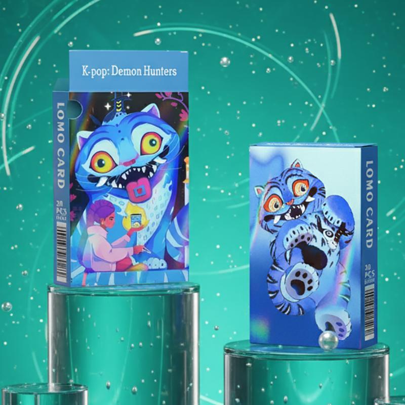 30pcs K-POP Demon Hunters HUNTR Derpy Tiger Rumi LOMO Cards - Anime Cartoon Collectible Pocards, Laser Rainbow Glitter