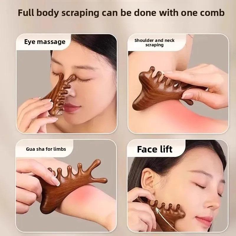 Multifunctional Scalp Massage Comb - Head Hair Loss Treatment Device - Acupressure for Unblocking Meridians - Facial Deer Antler Massage Comb
