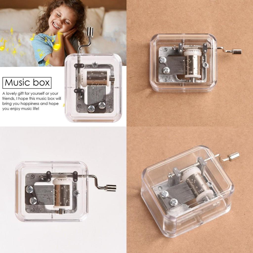Adorable Hand Cranking Mini Music Box With Transparent Design For Christmas