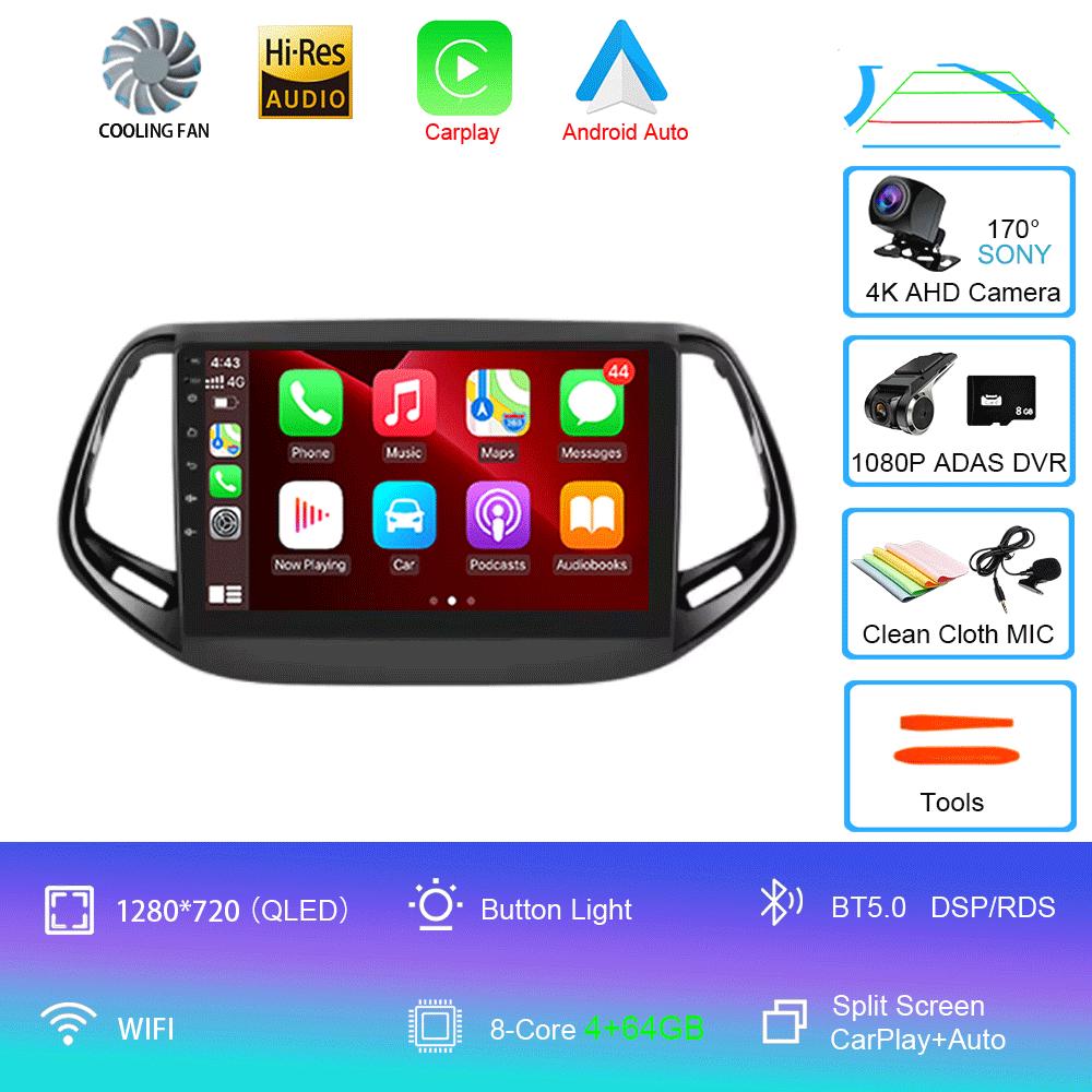 For Jeep Compass 2017 - 2019 360 Camera Head Unit Android 14 Video Player Car Radio Autoradio Multimedia GPS Navigation Monitor