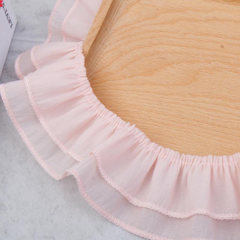 4Meters/lot 5cm double-layer chiffon lotus leaf pleated lace toy skirt clothing curtain pleated decorative lace
