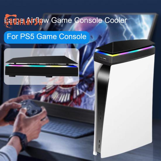 

Охлаждающий вентилятор игровой консоли RGB подсветка 3 скорости 2 USB пыленепроницаемые водонепроницаемые аксессуары для рассеивания тепла большой воздушный поток кулер игровой консоли для PS5 чёрный