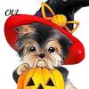 Cute Halloween Gift for Her Witch Hat Puppy Earrings, Dog Pumpkin Drop Rust-proof Curved Ear Hooks Lightweight Acrylic Jewelry, Accessories