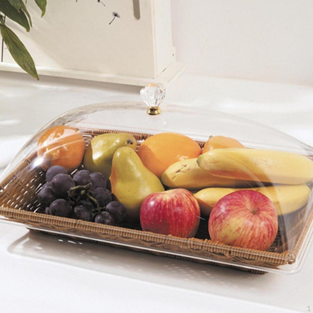 Nachahmung Rattan Gewebt Brot Korb Speisenausgabe Lagerung Multifunktionale Klar Deckel Obst