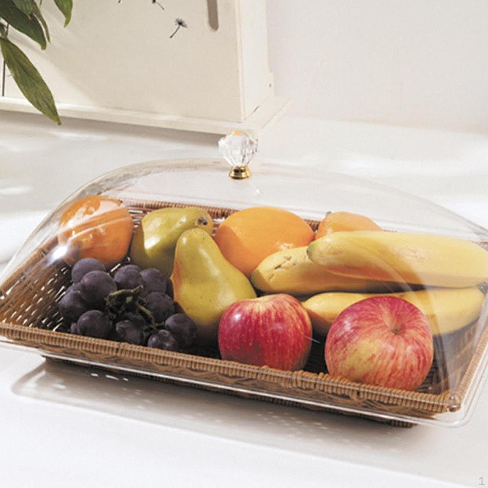 

Кошик для хліба зі штучного ротанга. Зберігання їжі. Багатофункціональна прозора кришка. Фрукти 35cmx22cm