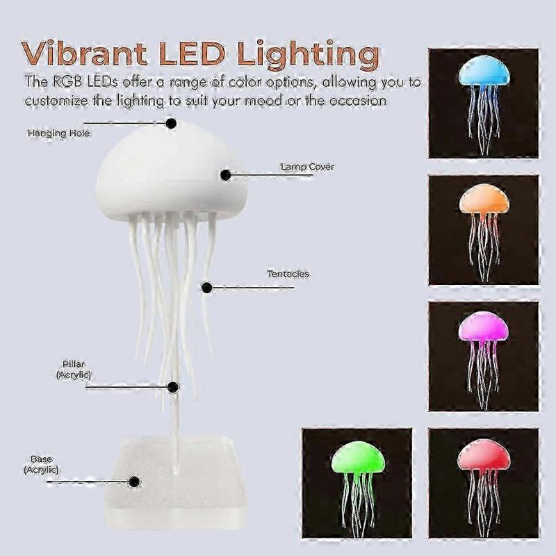Voice-Controlled Jellyfish Night Light - 72 Colors Gradient Ambient Lamp with Floating Effect for Ho