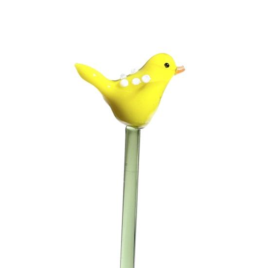 Hand Blown Mini Glass Figurines Collectible Tiny Bee Bird Dragonfly Butterfly Sculpture with Stem for Home Office Birthday Anniversary Gift