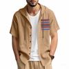 Men's Solid-color Casual Short-sleeved Shirt with a Hood, Fashionable and Loose Vacation Beach Men's Shirt