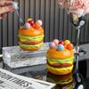 Creative Hamburg Fruit Fork Set Anti-scald Dessert Forks with Storage Jar  Kitchen Supplies