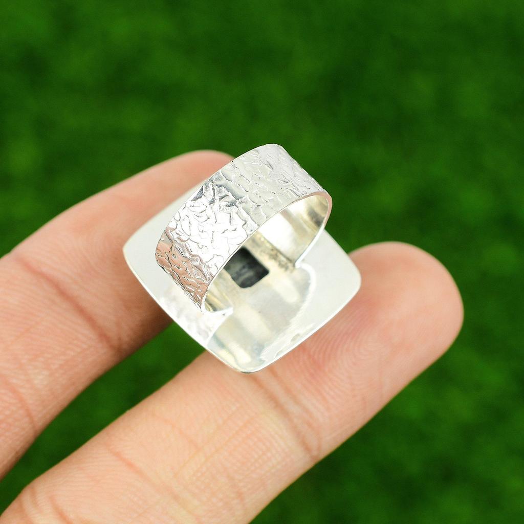 Sterling Silver Silver Leaf Jasper Stone Solitaire Engagement Ring Jewelry US 7