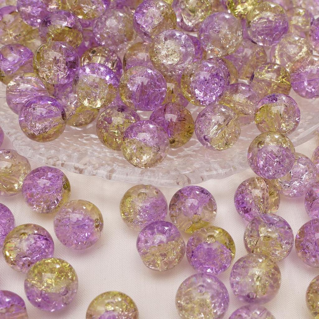 8/10mm Crackle Glass Beads for DIY Jewelry - Round Beads for Bracelets & Necklaces