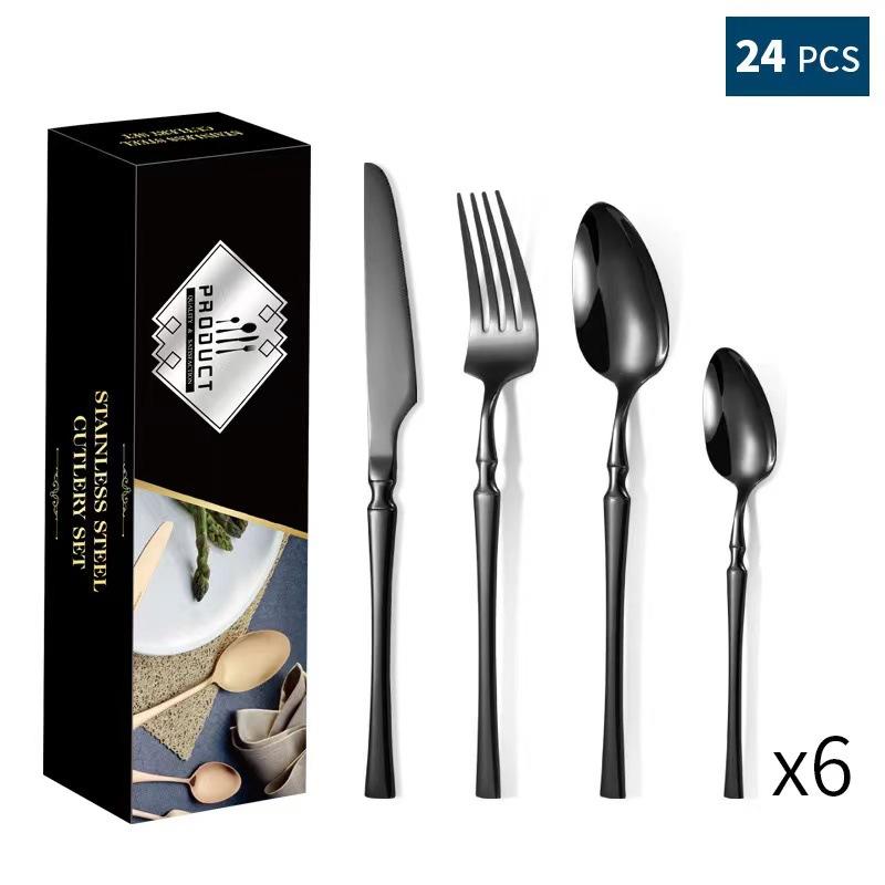 Stainless Steel Tableware 24-piece Set Small Waist Family Western Food Steak Knife, Fork and Spoon Set