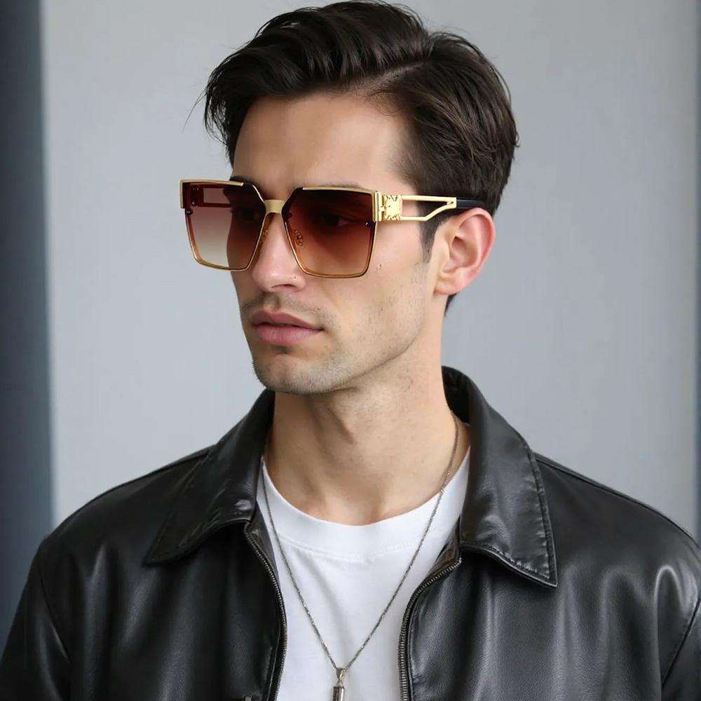 Vintage Sunglasses for Men Geometric Square Hollow Design Classic Trendy Accessories Glasses For Men