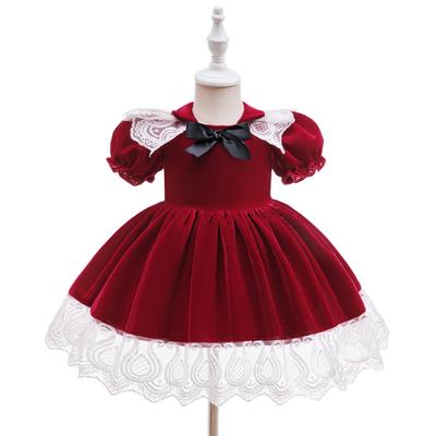 Neues Weihnachts-Prinzessinnenkleid mit Puffärmeln für Mädchen für Urlaubs-Bühnenauftritte